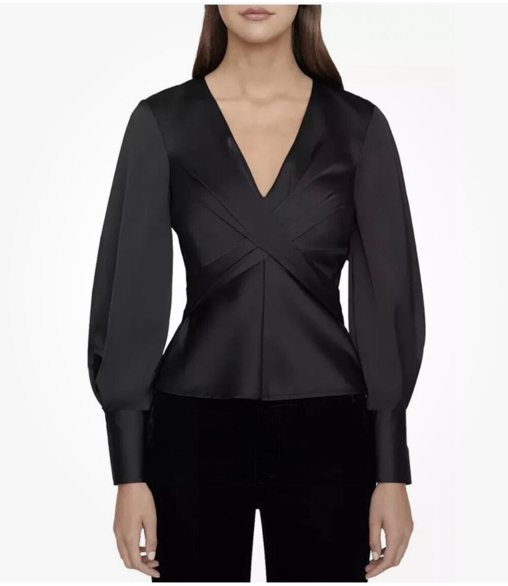 Staud Madison Blouson Sleeve Top - Black - Size 12 - NWOT